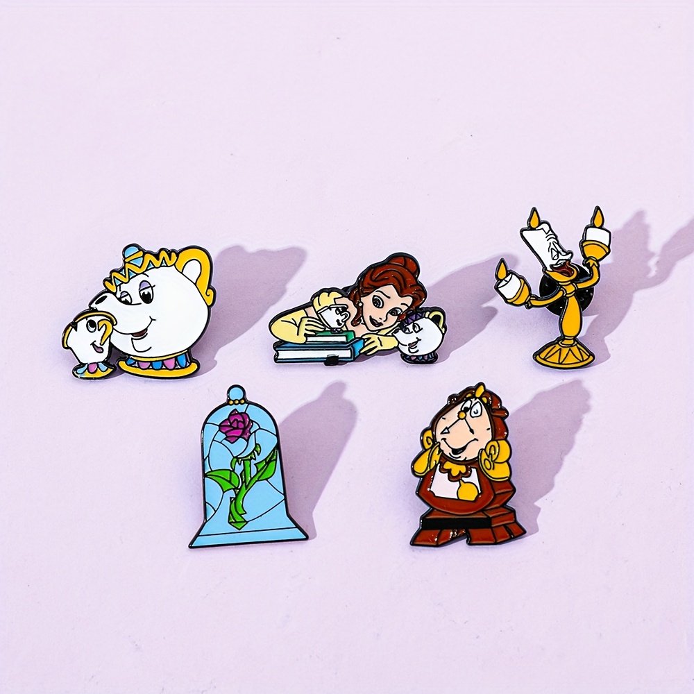 Healing Anime Mrs Potts Enamel Pins Metal Badges - Set of 6